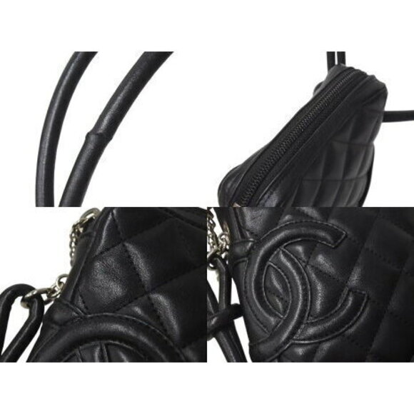 CHANEL Cambon Line Shoulder Bag Coco Mark Calfskin Quilted Black